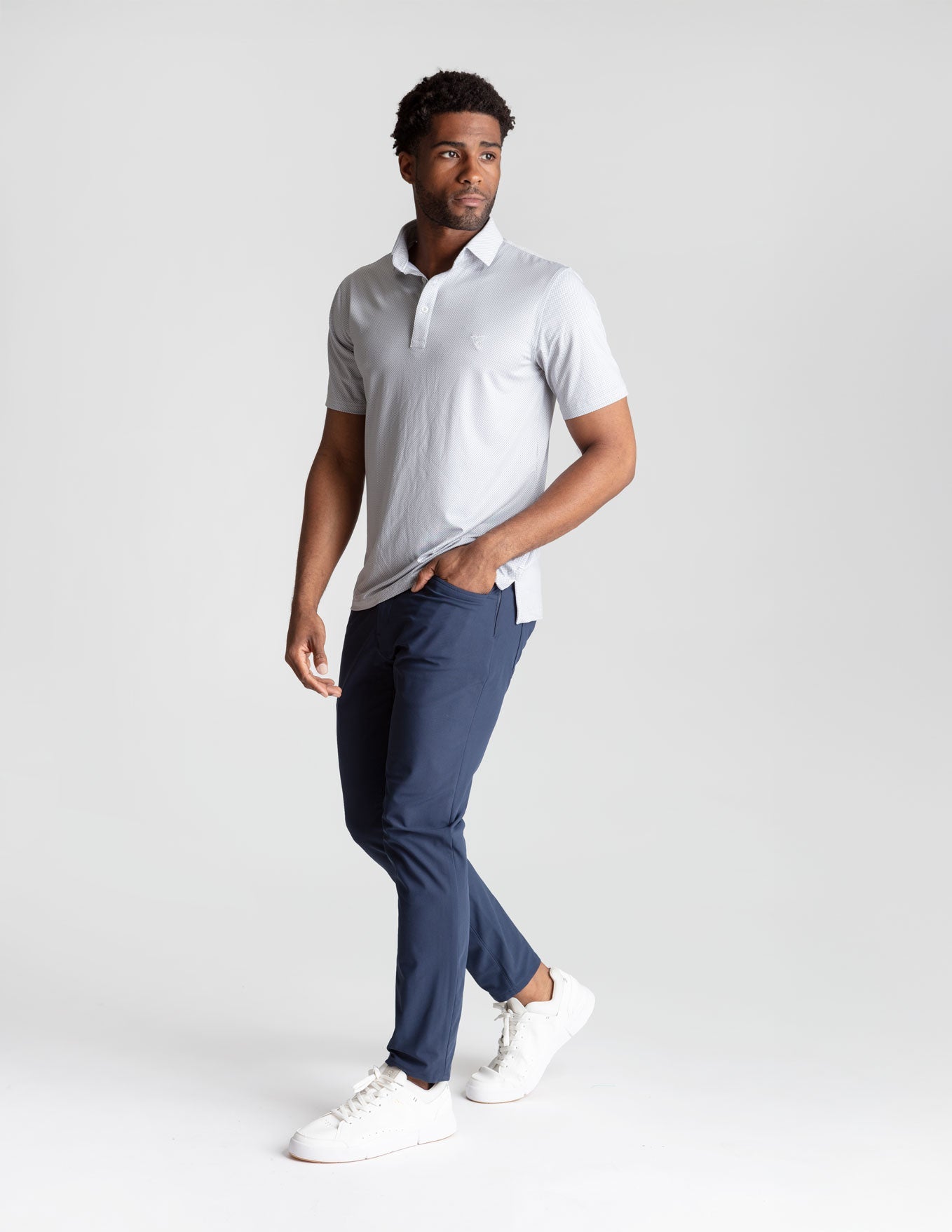 NoFlop Golf Polo - Gray Bowtie